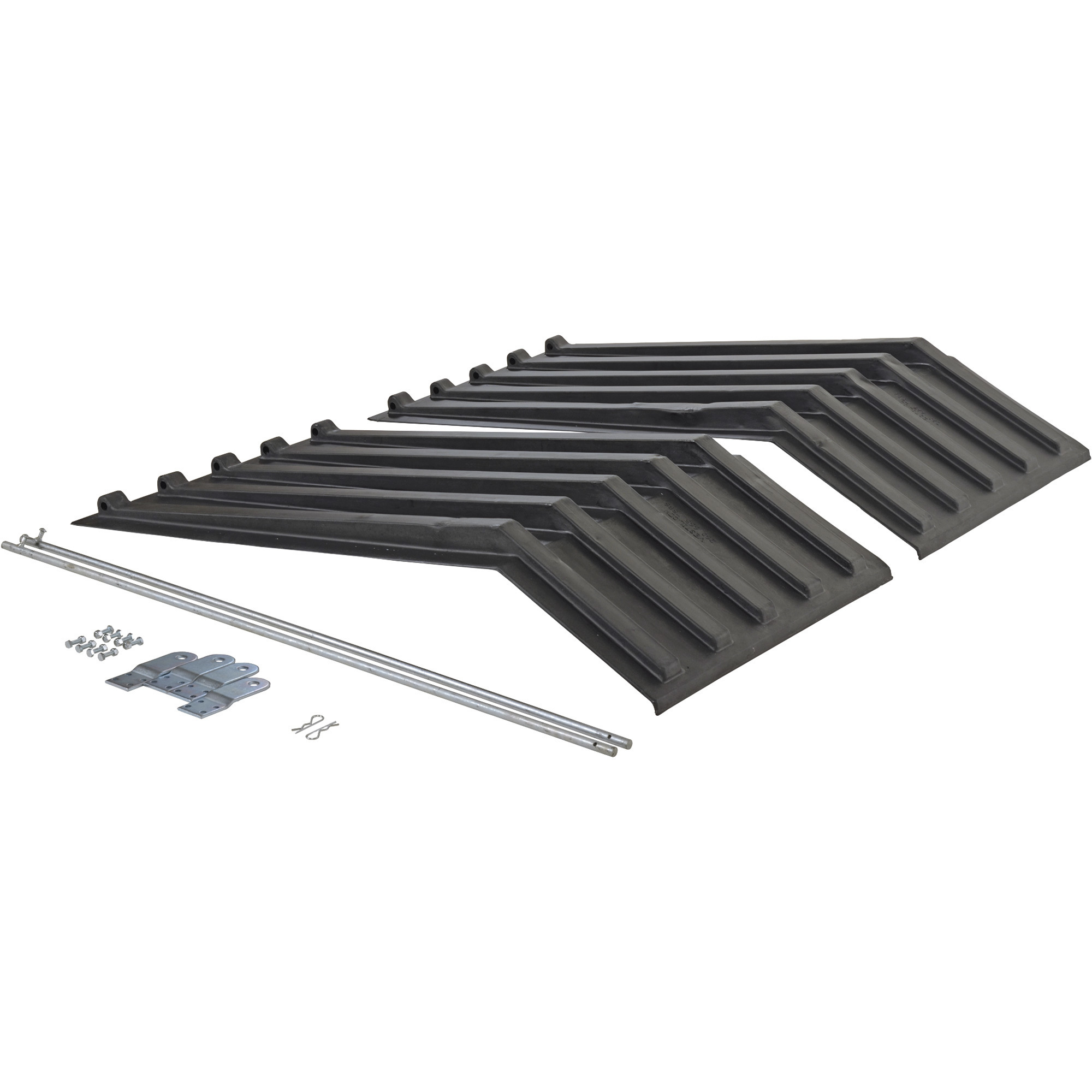 Vestil H-Series Poly Hopper Lid - 2-Piece, 54in.L x 26.5in.W x 9in.H Each, Durable Ribbed Construction, Model# PLID-H-100